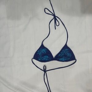 No Boundaries Teal Palm Bikini Top